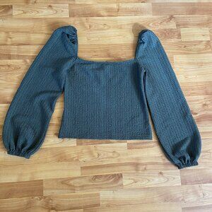 Express Square neck long sleeve smocked top in sage green